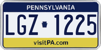 PA license plate LGZ1225