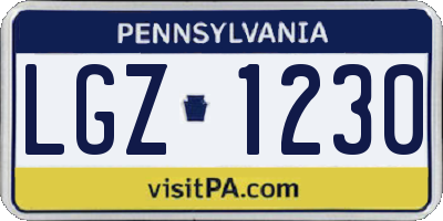 PA license plate LGZ1230