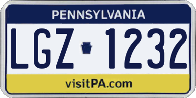 PA license plate LGZ1232
