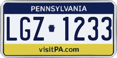 PA license plate LGZ1233