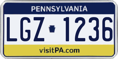 PA license plate LGZ1236