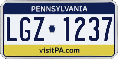 PA license plate LGZ1237