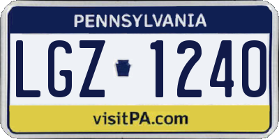 PA license plate LGZ1240