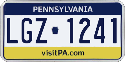 PA license plate LGZ1241