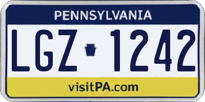 PA license plate LGZ1242