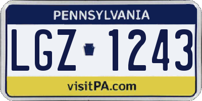 PA license plate LGZ1243
