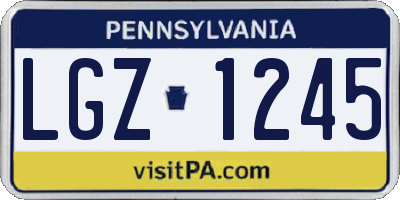 PA license plate LGZ1245