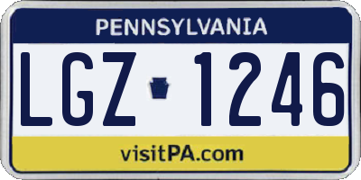 PA license plate LGZ1246