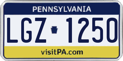 PA license plate LGZ1250