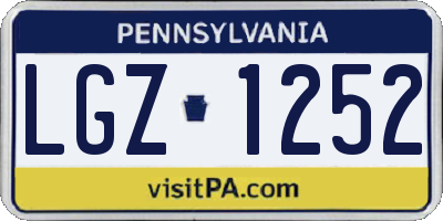PA license plate LGZ1252