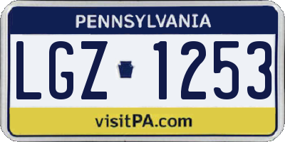 PA license plate LGZ1253