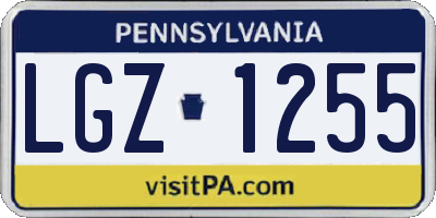 PA license plate LGZ1255