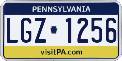 PA license plate LGZ1256