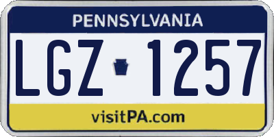 PA license plate LGZ1257