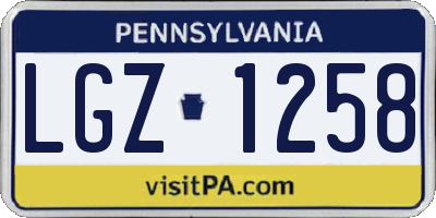 PA license plate LGZ1258