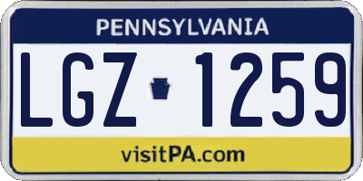 PA license plate LGZ1259