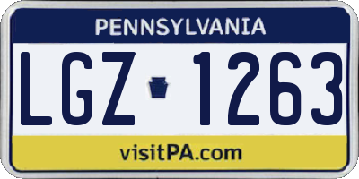 PA license plate LGZ1263