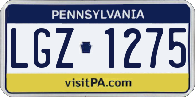 PA license plate LGZ1275
