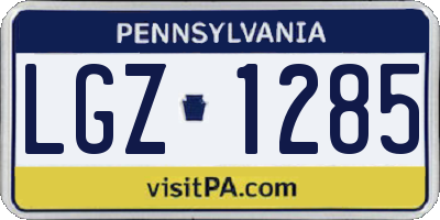 PA license plate LGZ1285