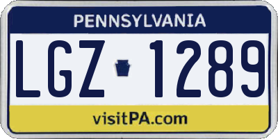 PA license plate LGZ1289