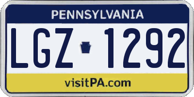 PA license plate LGZ1292