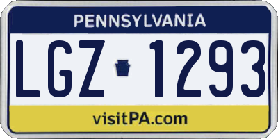 PA license plate LGZ1293