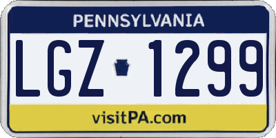 PA license plate LGZ1299