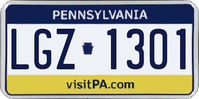 PA license plate LGZ1301
