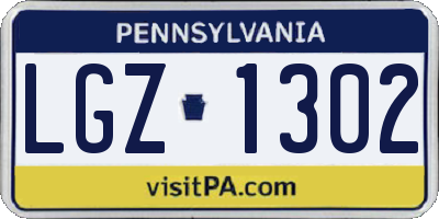 PA license plate LGZ1302