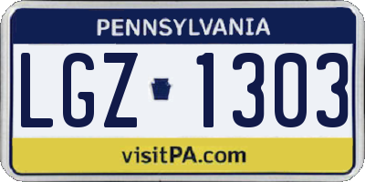PA license plate LGZ1303