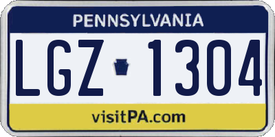 PA license plate LGZ1304