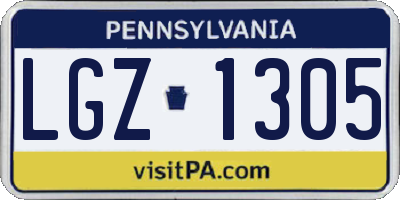 PA license plate LGZ1305