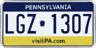 PA license plate LGZ1307