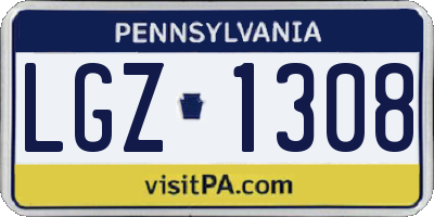 PA license plate LGZ1308