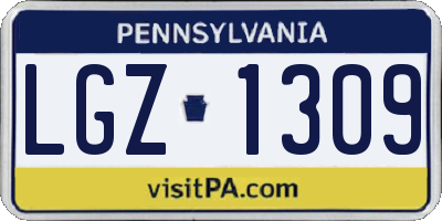 PA license plate LGZ1309