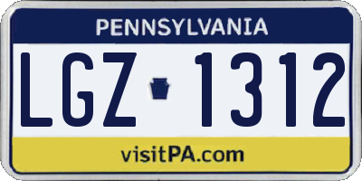 PA license plate LGZ1312