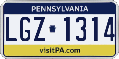 PA license plate LGZ1314