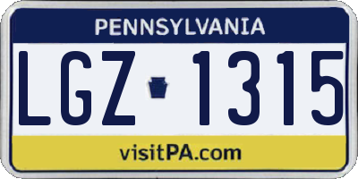 PA license plate LGZ1315