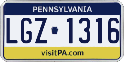PA license plate LGZ1316