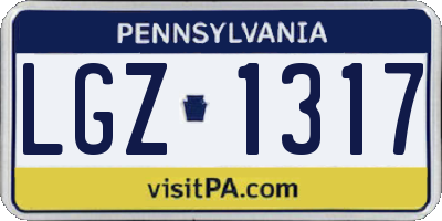 PA license plate LGZ1317