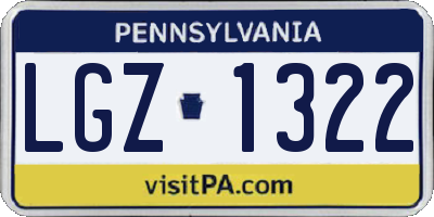 PA license plate LGZ1322