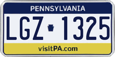 PA license plate LGZ1325