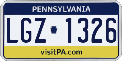 PA license plate LGZ1326