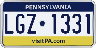 PA license plate LGZ1331