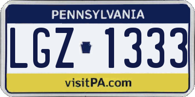 PA license plate LGZ1333