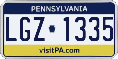 PA license plate LGZ1335