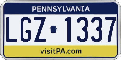 PA license plate LGZ1337