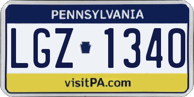 PA license plate LGZ1340