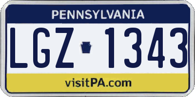 PA license plate LGZ1343