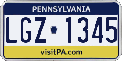 PA license plate LGZ1345